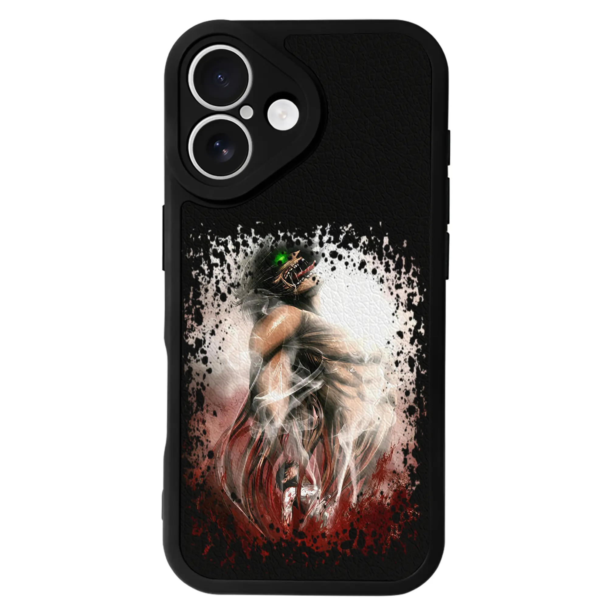 進撃の巨人 グッズ エレン・イェーガー - IPhone 16シリーズ対応 ・ シリコンスマホケース ・ レザー調 ・ 高精度フィット ・ 耐衝撃 ・ ワイヤレス充電対応 ・ 精密カット